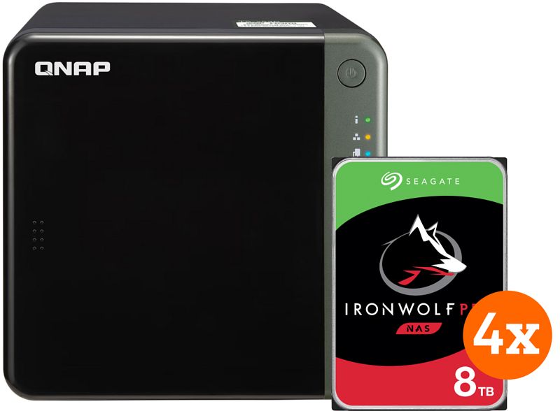 Foto van Qnap ts-435d-8g + 32tb pro (4x8tb)