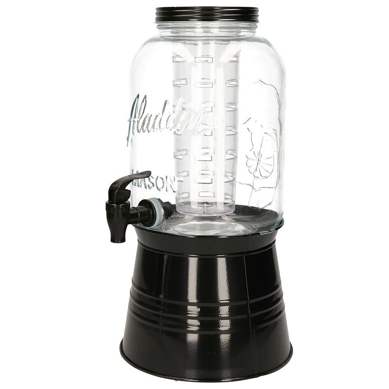 Foto van Vivalto drankdispenser 3,8 liter glas/staal transparant/zwart