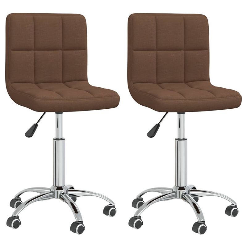 Foto van The living store draaibare eetkamerstoelen - bruin - 40 x 47 x (74.5 - 86) cm - stof en verchroomd staal