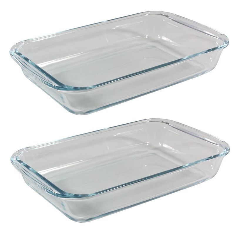 Foto van 2x stuks ovenschalen/braadsledes 1,6 liter 29 x 17,5 x 5 cm - ovenschalen