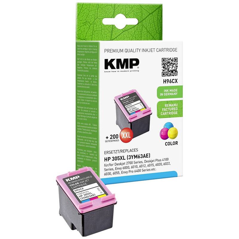 Foto van Kmp inkt vervangt hp 305xl (3ym63ae) compatibel single cyaan, magenta, geel h96cx 1772,4030