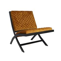 Foto van Bronx71 design fauteuil madrid velvet luxury okergeel.