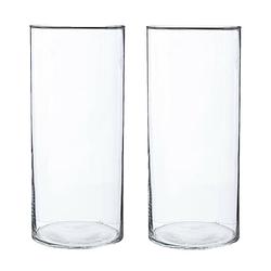 Foto van 2x bloemenvaas cilinder vorm van transparant glas 30 x 13 cm - vazen