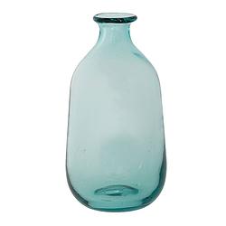 Foto van Clayre & eef vaas ø 8*16 cm blauw glas glazen vaas transparant glas bloemenvaas blauw glazen vaas transparant glas