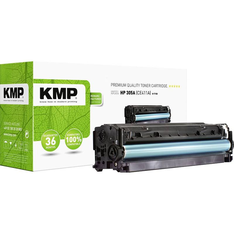 Foto van Kmp h-t158 tonercassette vervangt hp 305a, ce411a cyaan 3400 bladzijden compatibel toner