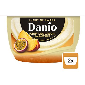 Foto van Danio luchtige kwark vanille perzik passievrucht 2 x 125g bij jumbo