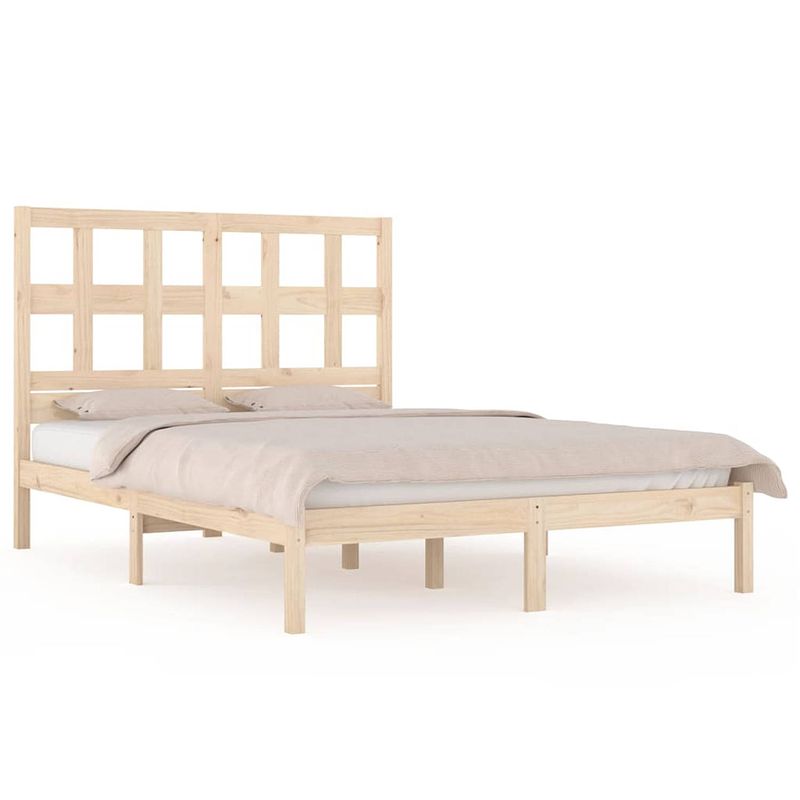 Foto van The living store grenenhouten bedframe - 195.5 x 125.5 x 31 cm - rustieke uitstraling