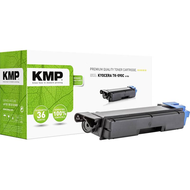 Foto van Kmp toner vervangt kyocera tk-590c compatibel cyaan 5000 bladzijden k-t53