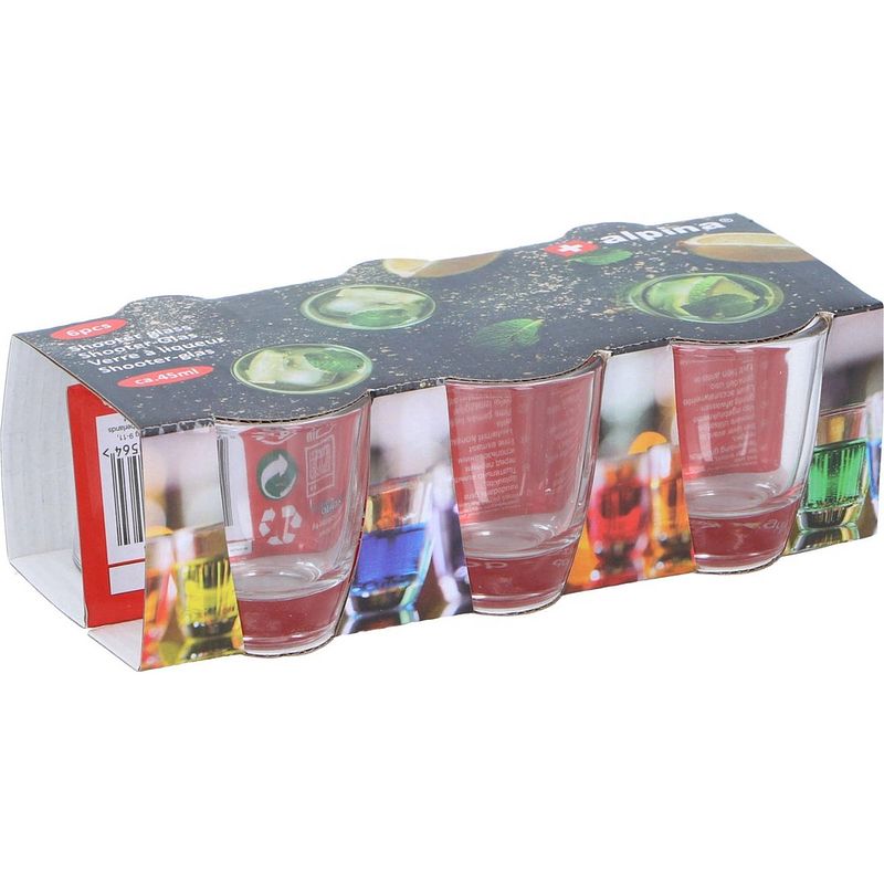 Foto van Set van 6x stuks shotglazen/glaasjes/shotjes van 45 ml