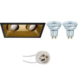 Foto van Led spot set - osram parathom par16 940 36d - pragmi zano pro - gu10 fitting - dimbaar - inbouw rechthoek dubbel - mat