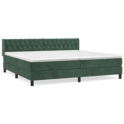 Foto van The living store boxspringbed - bed - 203x203x78/88 cm - donkergroen fluweel