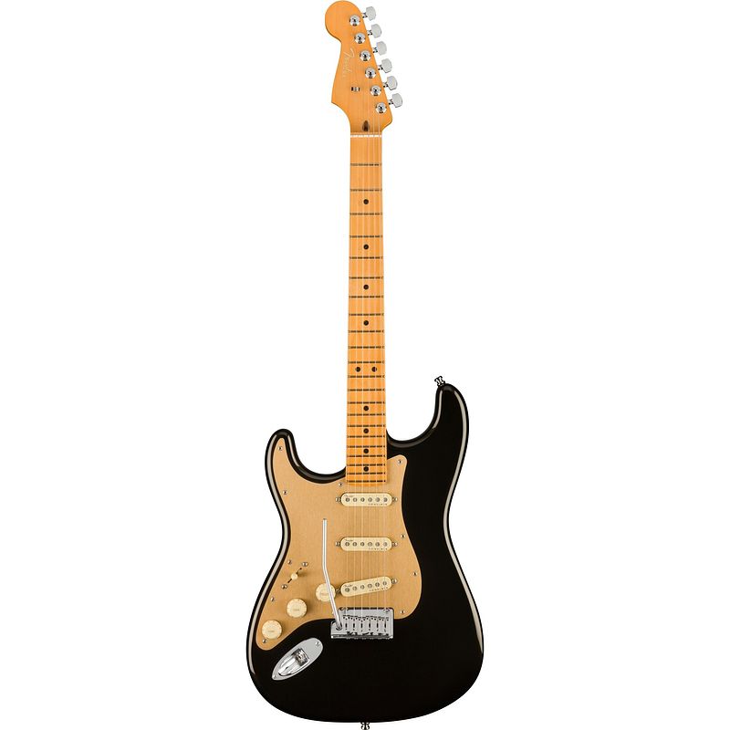 Foto van Fender american ultra stratocaster lh texas tea mn linkshandige elektrische gitaar met koffer