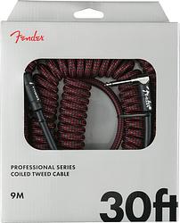 Foto van Fender professional cables coil cable 9 m rood tweed recht en haaks