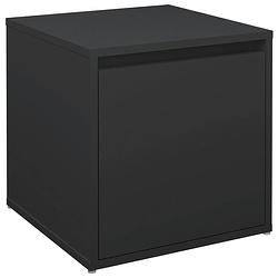 Foto van The living store opbergbox zwart - bewerkt hout - 40.5x40x40 cm - met lade