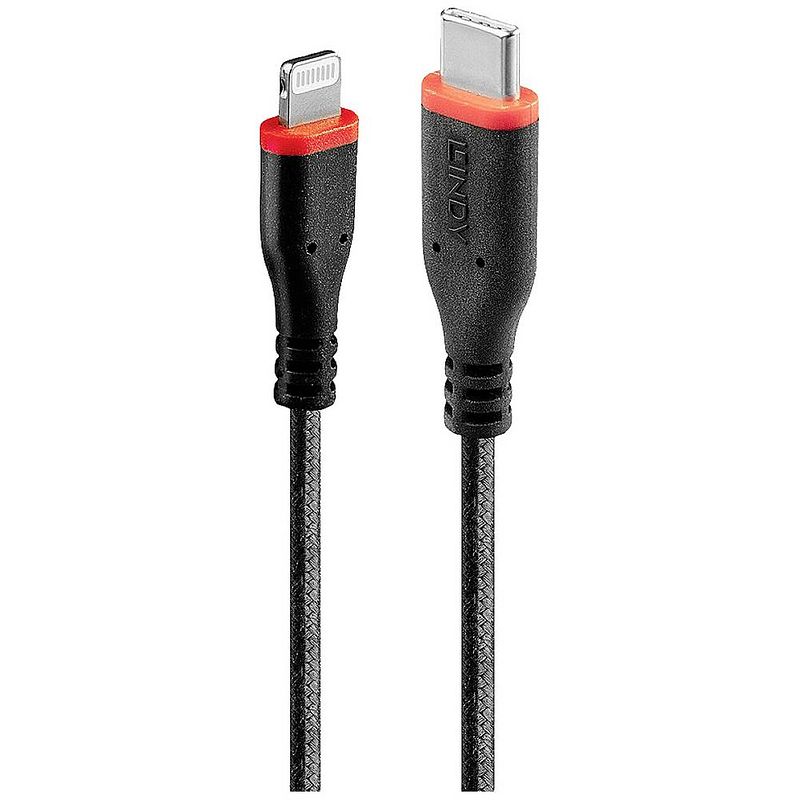 Foto van Lindy usb-kabel usb 2.0 apple lightning stekker, usb-c® stekker 2 m zwart 31287