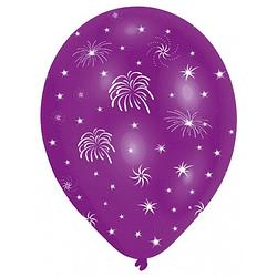 Foto van Amscan ballonnen fireworks 27,5 cm latex paars 6 stuks