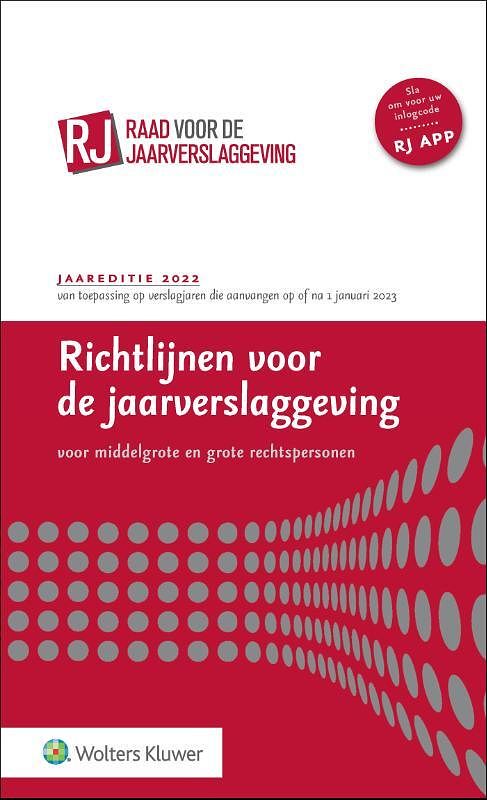 Foto van Richtlijnen voor de jaarverslaggeving, middelgrote en grote rechtspersonen 2022 - hardcover (9789013168266)