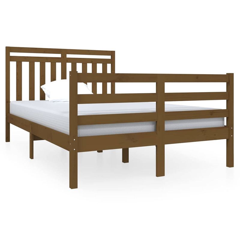 Foto van The living store bedframe - grenenhout - 195.5 x 126 x 100 cm - honingbruin