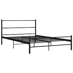 Foto van The living store metalen bedframe - zwart - 205 x 147 x 83.5 cm - geschikt voor 140 x 200 cm matras