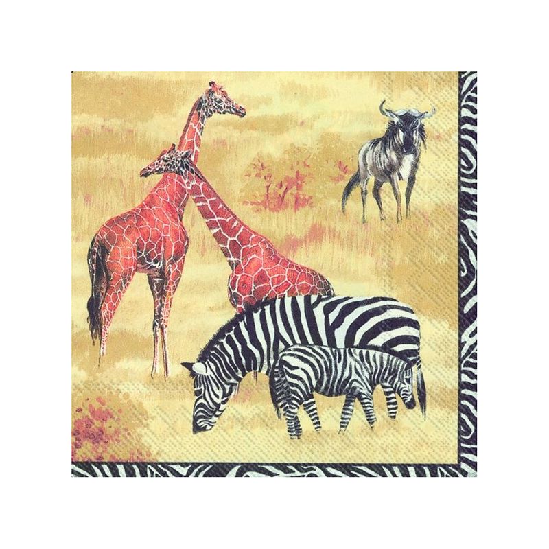 Foto van 20x tropische 3-laags servetten safari park dieren 33 x 33 cm - feestservetten