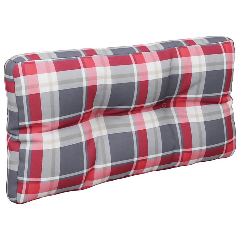 Foto van The living store palletkussen - polyester - 70 x 40 x 12 cm - rood ruitpatroon