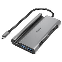 Foto van Hama usb 3.2 gen 1-hub 7 poorten met snellaadpoort, met usb-c stekker, ultra hd-geschikt grijs