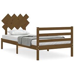 Foto van The living store bedframe - massief grenenhout - 205.5 x 105.5 x 81 cm - honingbruin