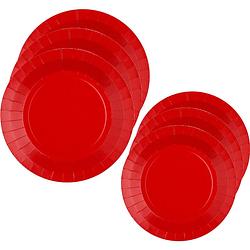 Foto van Feest/verjaardag bordjes set - 20x stuks - rood - 17 cm en 22 cm - feestbordjes