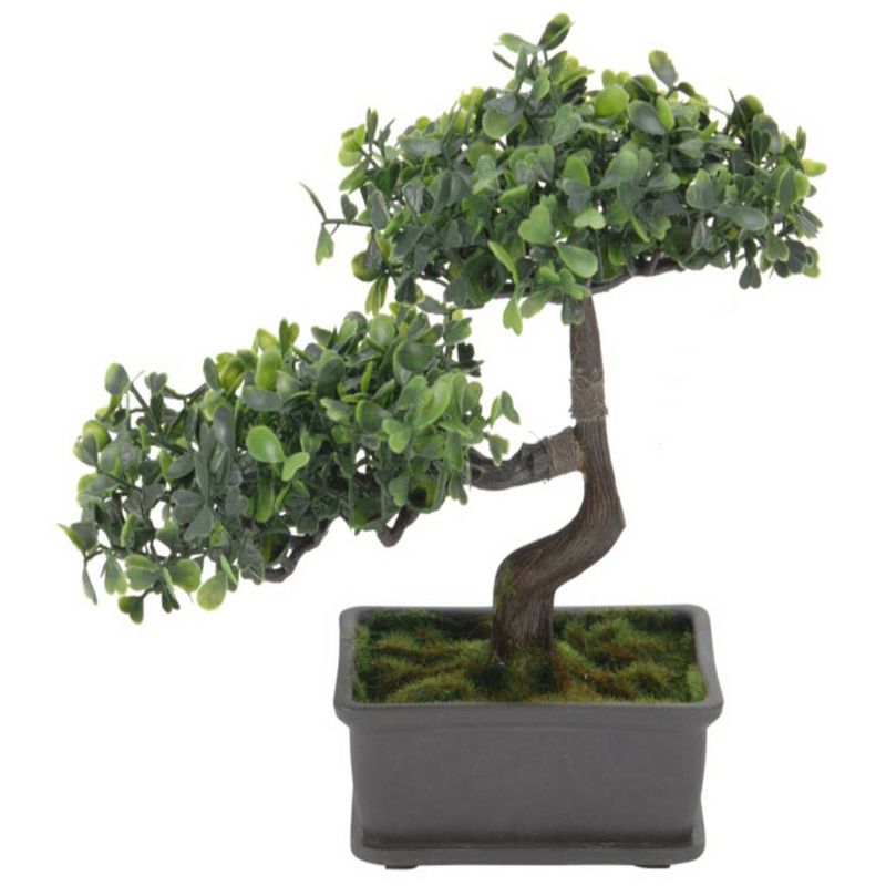 Foto van H&s collection kunstplant bonsai boompje in pot - japans decoratie - 27 cm - groene blaadjes - kunstplanten