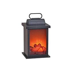 Foto van Sfeerhaard/open haard lantaarn zwart met led verlichting l14 x b14 x h27 cm - lantaarns