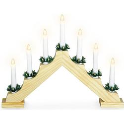 Foto van Christmas decoration kaarsenbruga  goud - 41 x 5 x 31 cm - hout - kerstverlichting figuur