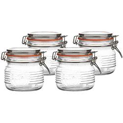 Foto van Urban living voorraadpot/bewaarpot - 4x - 500 ml - glas - met beugelsluiting - d11 x h11 cm - voorraadpot