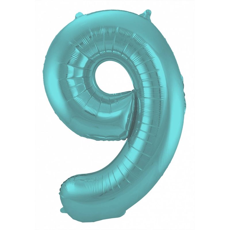 Foto van Folat folieballon cijfer 9 pastelgroen 86 cm