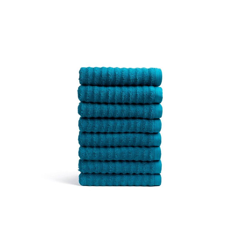 Foto van Seashell wave handdoekset - 8 stuks - turquoise - 50x100cm - premium