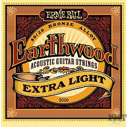 Foto van Ernie ball 2006 acoustic guitar earthwood extra light 010 snaren