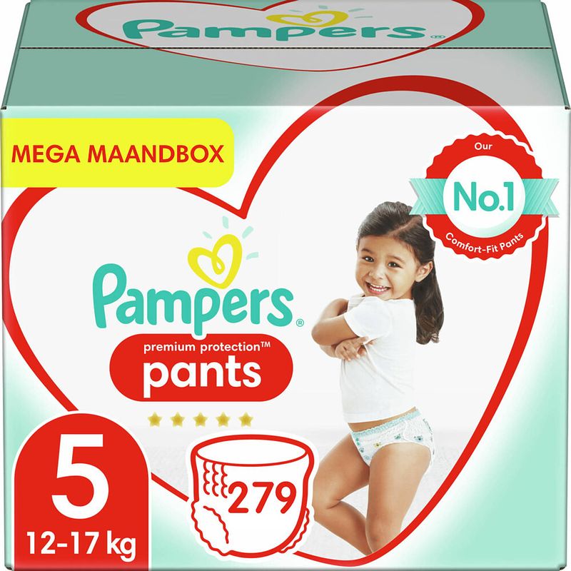 Foto van Pampers - premium protection pants - maat 5 - mega maandbox - 279 luierbroekjes