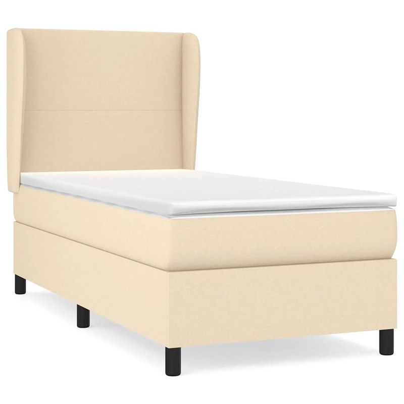 Foto van The living store boxspringbed - crème - 193 x 93 x 118/128 cm - pocketvering matras - middelharde ondersteuning -