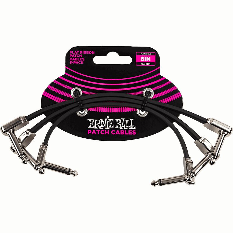 Foto van Ernie ball 6221 flat ribbon patch cables patchkabels haaks 15 cm (set van 3)