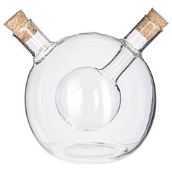 Foto van Decopatent® 2in1 olie en azijnstel glas - bolvorm met kurken - glazen
