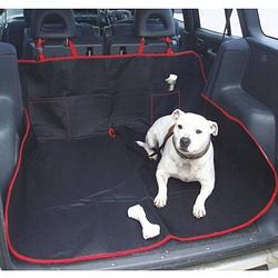 Foto van Synx tools hondenmat grand auto achterbank beschermhoes - hondenmat - autohoes - antislip - zwart/rood