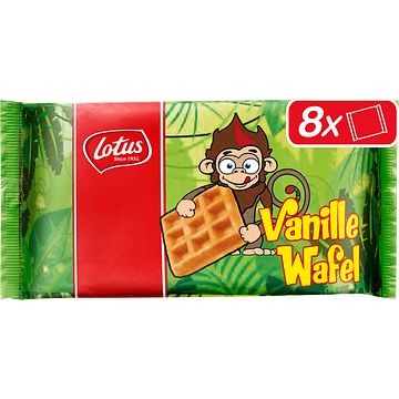 Foto van Lotus wafels vanille aap 8 x 28g bij jumbo