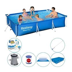 Foto van Bestway steel pro rechthoekig zwembad - 300 x 201 x 66 cm - blauw - voordelig pakket