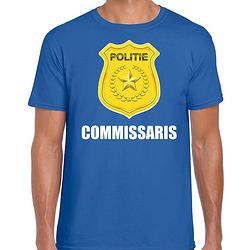 Foto van Carnaval shirt / outfit politie embleem commissaris blauw voor heren l - feestshirts