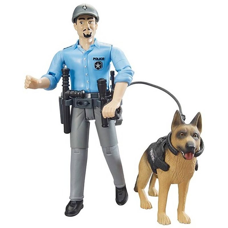 Foto van Bruder figuur politieman met hond