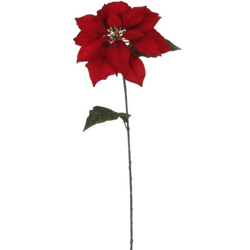 Foto van Mica decorations kunstpoinsettia 71 cm rood/groen