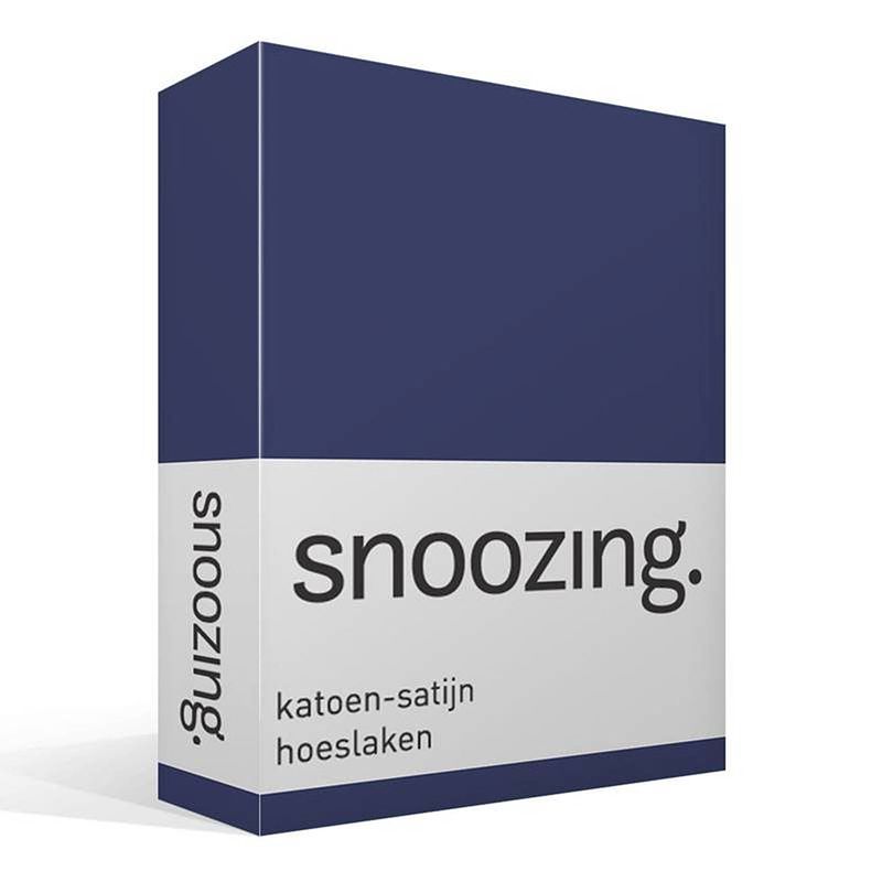 Foto van Snoozing - katoen-satijn - hoeslaken - 180x210 - navy