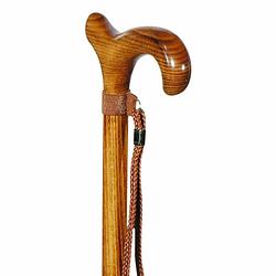 Foto van Classic canes houten wandelstok - beukenhout - bruin - geschroeid - met polsbandje - voor heren en dames - lengte 92 cm