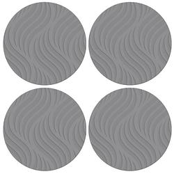 Foto van 4x stuks ronde placemats grijs met wave patroon 37 cm - placemats