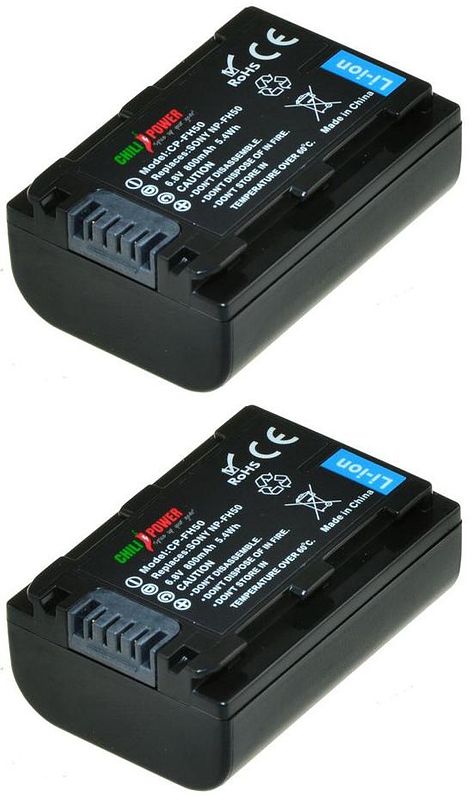 Foto van Chilipower np-fh50 / np-fh40 accu voor sony - 800mah - 2-pack