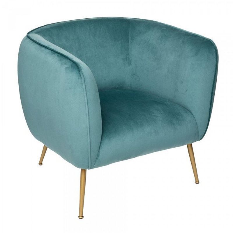 Foto van Casa di elturo velvet fauteuil bombi ijs blauw met goudkleurige poten